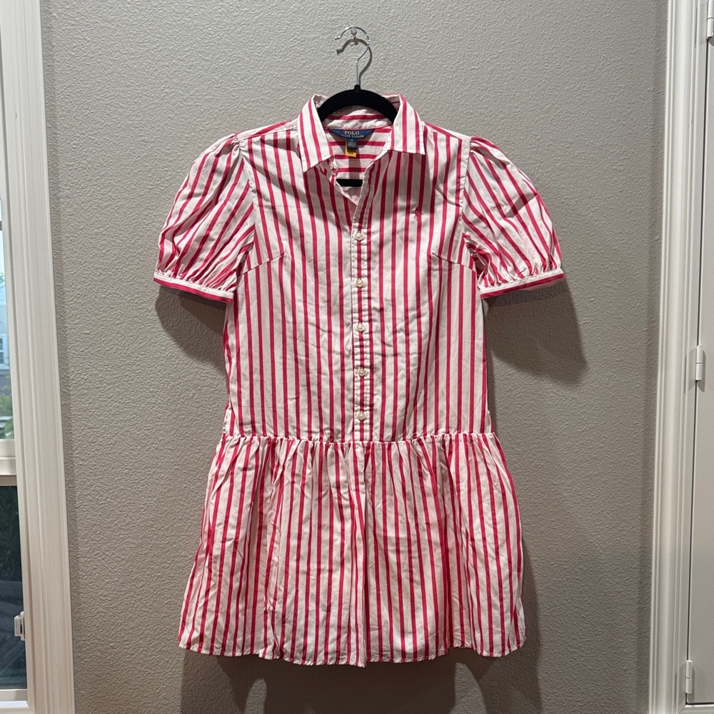 ❤️🤍 Polo by Ralph Lauren Red & White Striped Dress – SZ 14 👗